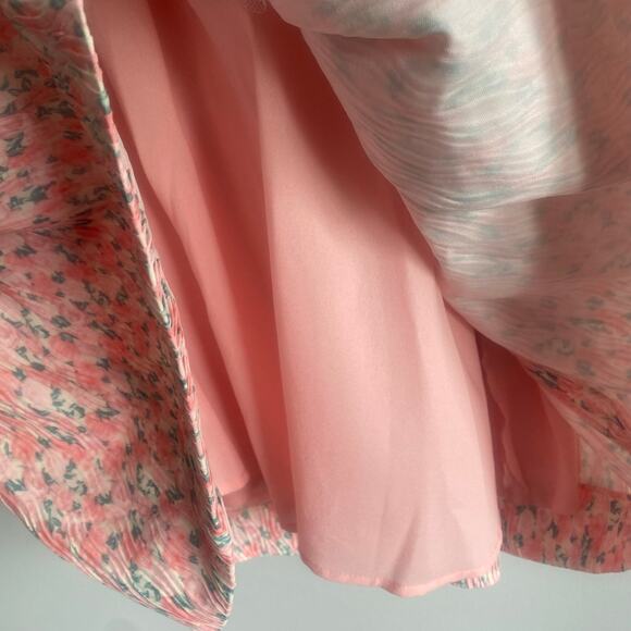 NWT Endless Rose Pink Floral Textured Bow Tie Mini Dress Square Neck Size Large - Picture 8 of 8